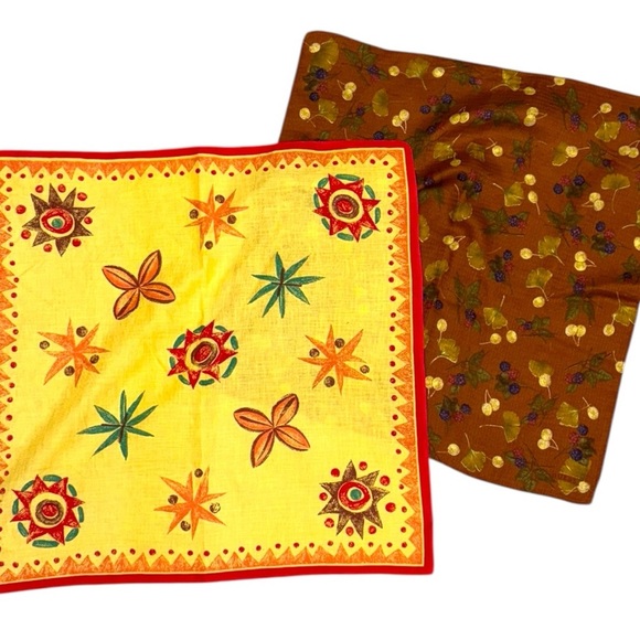 Vintage Guess & Benetton Scarves Lot, Autumn Berry Print & Retro Starburst - Picture 1 of 10